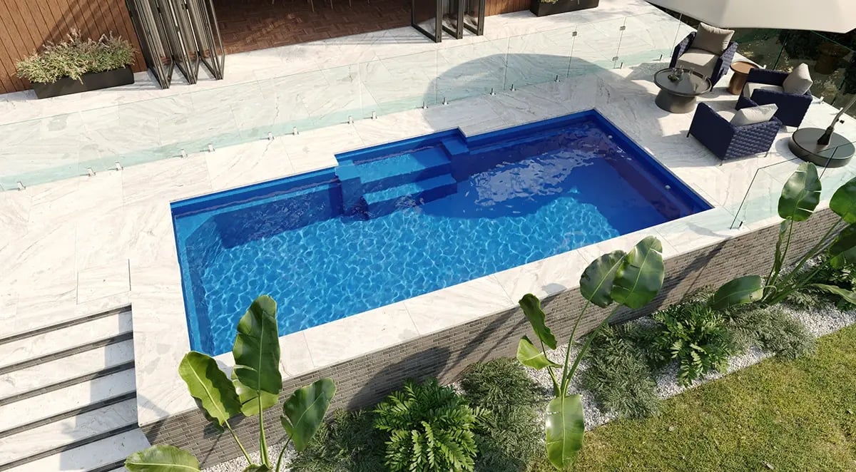 Fibreglass Above Ground Pool - Cape York 7.1m in  AquaGuard™ Quartz Ultra Mid Blue